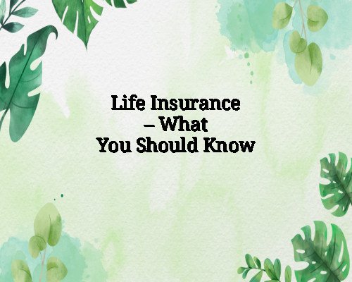 Life Insurance – What You Should Know