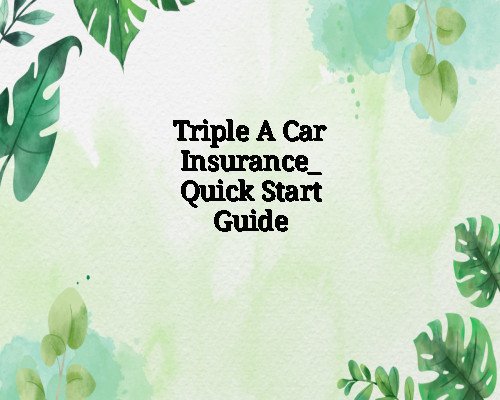 Triple A Car Insurance: Quick Start Guide